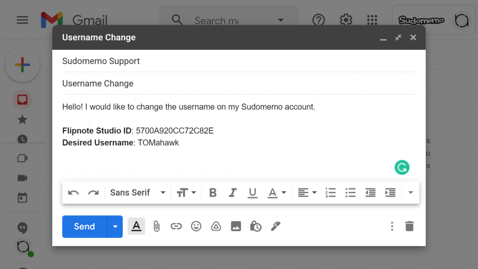 Sending a Username Change Request via Email to Sudomemo Support