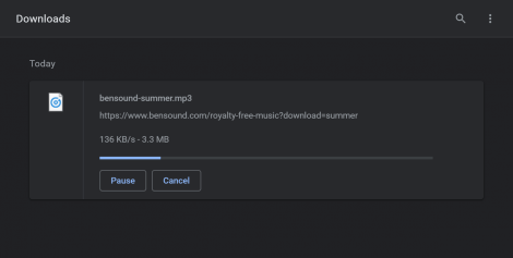 A web browser downloading an audio file