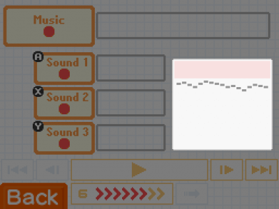 Audio recording screen on Flipnote Studio