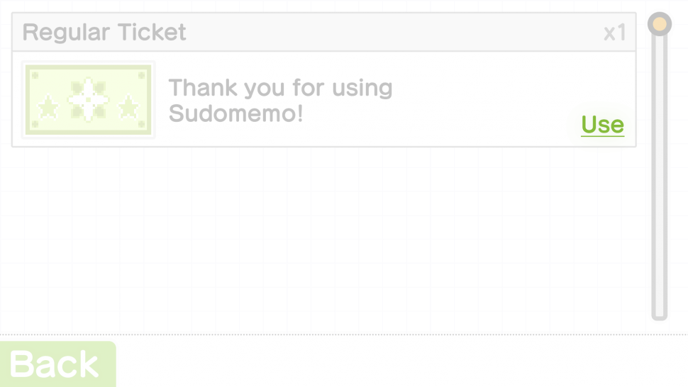 Ticket Inventory with Use Highlighted