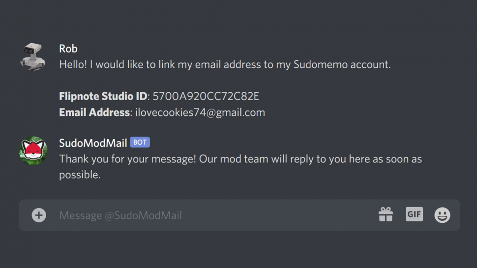 Sending Information to SudoModMail