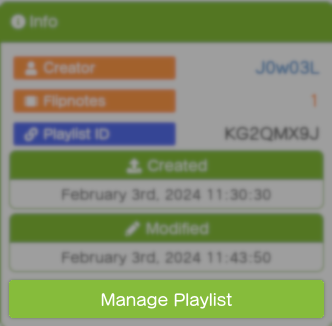 Playlist info panel with the "Manage Playlist" button highlighted.