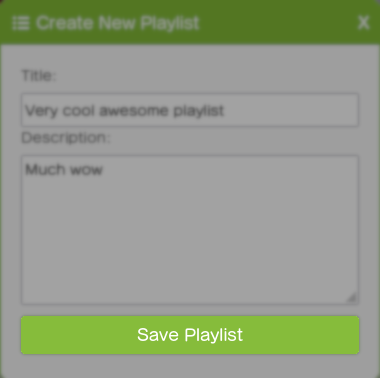 "Create New Playlist" menu with the "Save Playlist" button highlighted.