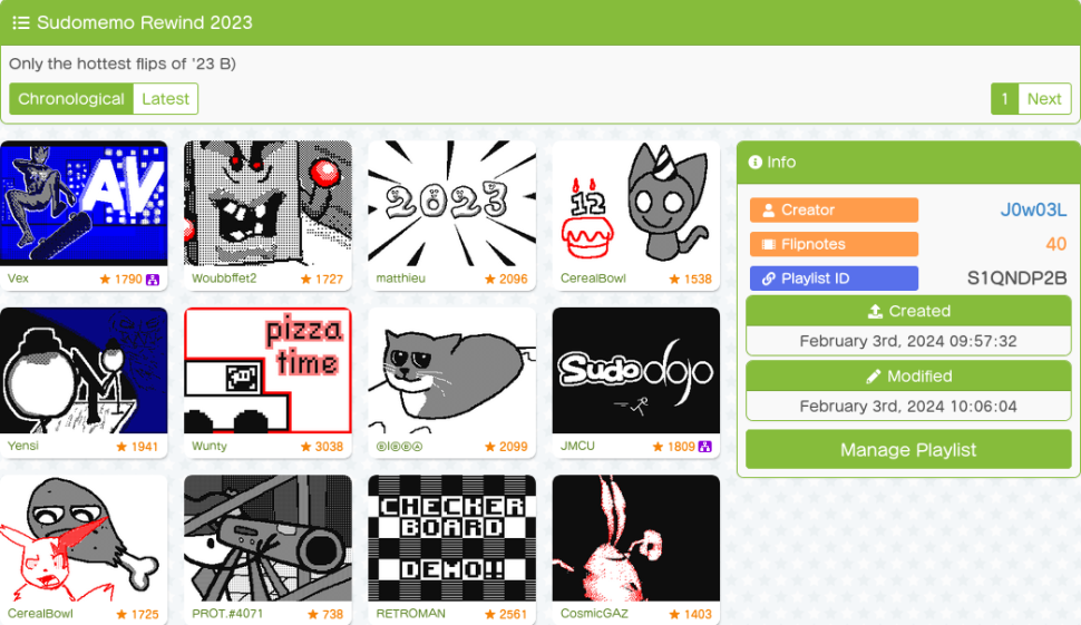 Screenshot of a user-created playlist.